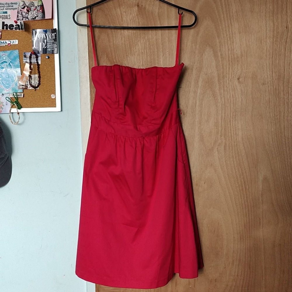THE LIMITED Strapless Red Dress with pockets